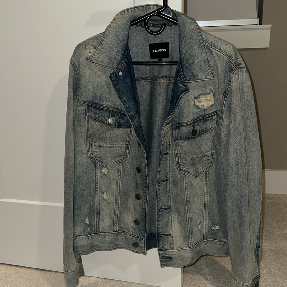 Express Men’s Denim Jacket distressed